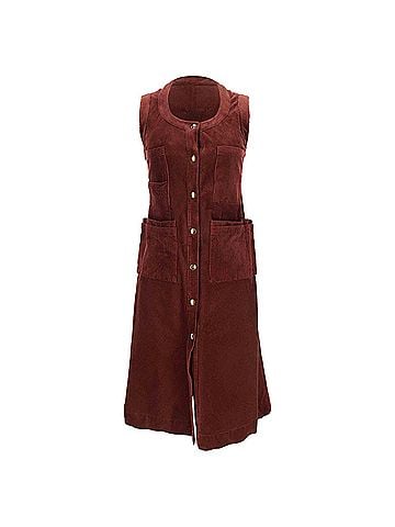 Acne Acne Studios Button-Down Sleeveless Midi Dress in Burgundy Corduroy (view 1)
