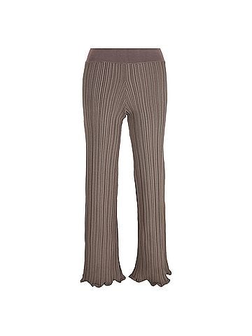 Acne Acne Studios Ribbed-Knit Straight-Leg Pants in Brown Viscose (view 1)