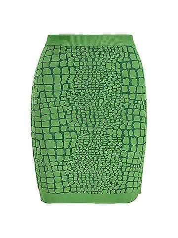Moschino Moschino Cheap and Chic Animal Pattern Mini Skirt in Green Rayon (view 1)