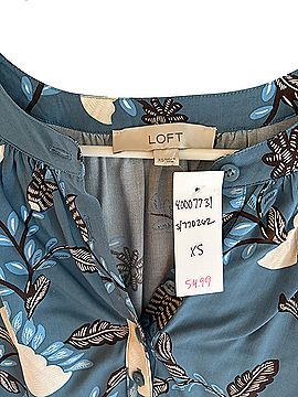 Ann Taylor LOFT Garland shirred Henley Long Sleeve Blouse (view 2)