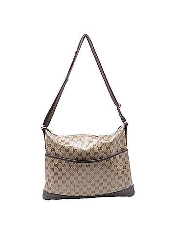Gucci Gucci Crystal Messenger Bag in Beige Coated Canvas (view 1)