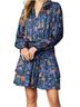 Current Air 100% Polyester Floral Blue Purple Casual Dress Size S - photo 1