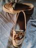 Sperry Top Sider Color Block Polka Dots Tan Ivory Flats Size 9 1/2 - photo 3