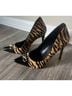 Michael Kors 100% Leather Animal Print Black Gold Brown Heels Size 9 1/2 - photo 5