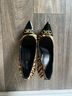 Michael Kors 100% Leather Animal Print Black Gold Brown Heels Size 9 1/2 - photo 3