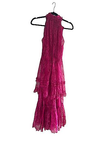 Alexis Fuchsia Lace Halter Midi Dress Cocktail Dress (view 2)