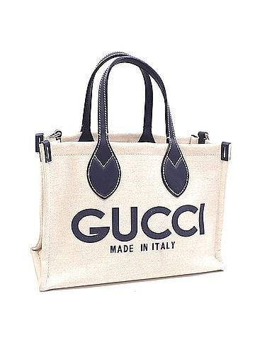 Gucci Gucci Print Mini Tote Bag for Women, Beige x Navy Canvas Leather, 772144, Japan Limited Edition (view 1)