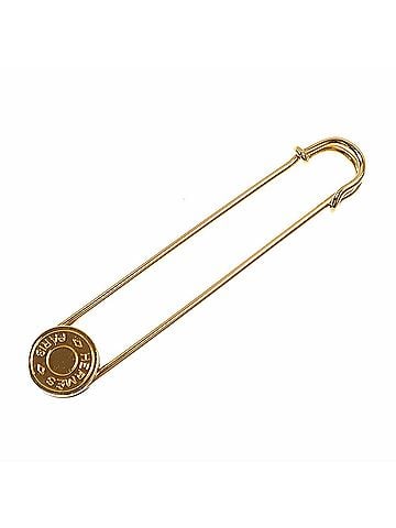 Hermès Hermes Sellier Pin Brooch, Women's, Metal, Gold Color (view 2)