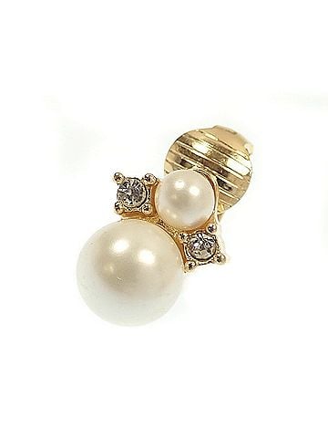 Christian Dior Christian Dior Dior Faux Pearl Earrings with Stones, Women's, GP, 3.7g (view 2)