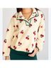 New In 100% Polyester Floral Ivory Long Sleeve T-Shirt Size M - photo 4