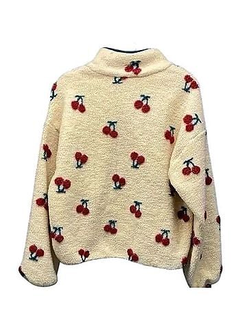 New In Cherry Pattern Fleece Pullover Long Sleeve T-Shirt (view 2)