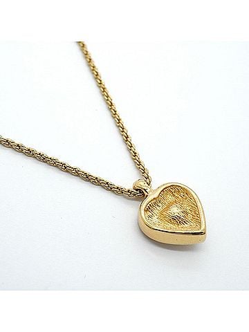 Christian Dior Christian Dior Necklace, Heart Motif, GP Plated, Rhinestone, Gold, Women's (view 2)