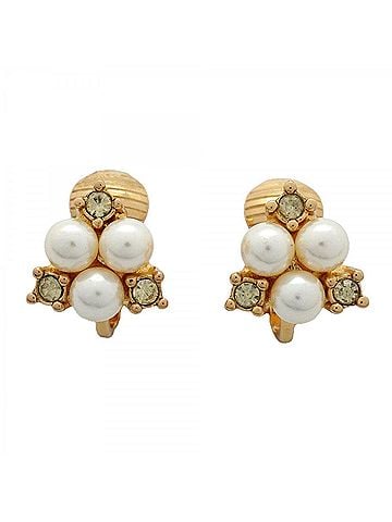 Christian Dior Christian Dior Earrings, GP Plated, Faux Pearl, Rhinestone, Gold, Women's (view 1)