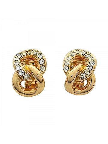 Christian Dior Christian Dior Earrings, GP Plated, Rhinestone, Gold, Women's (view 1)