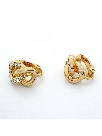 Christian Dior Christian Dior Earrings, GP Plated, Rhinestone, Gold, Women's (view 2)