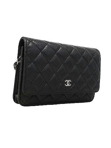 Chanel Chanel Matelassé Chain Shoulder Wallet, Caviar Leather, Black, Women's (view 2)