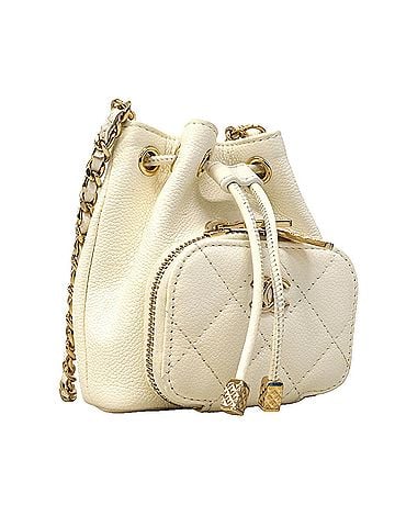 Chanel Chanel Matelassé Chain Shoulder Bag, Caviar Leather, White/Champagne, Women's (view 2)
