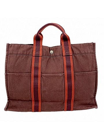 Hermès Hermes Fourre-Tout MM Canvas Tote Bag, Bordeaux, Men's &amp; Women's (view 1)