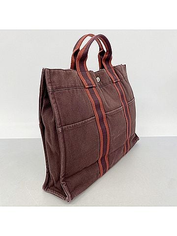 Hermès Hermes Fourre-Tout MM Canvas Tote Bag, Bordeaux, Men's &amp; Women's (view 2)