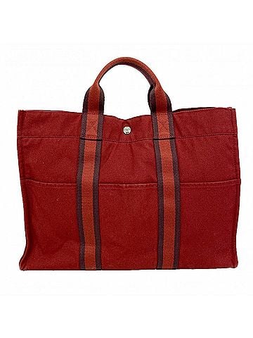 Hermès Hermes Fourre-Tout MM Canvas Tote Bag, Red, Men's &amp; Women's (view 1)