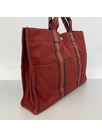Hermès Hermes Fourre-Tout MM Canvas Tote Bag, Red, Men's &amp; Women's (view 2)