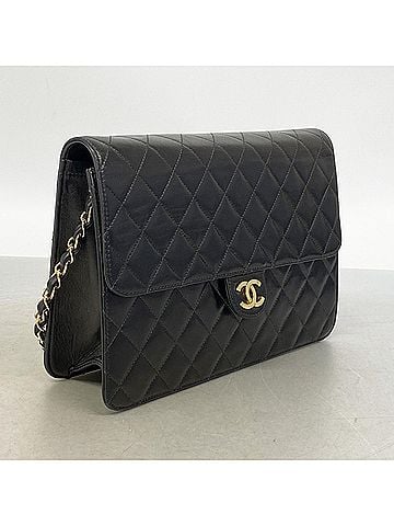 Chanel Chanel Matelassé Chain Shoulder Bag, Lambskin, Black, Women's (view 2)