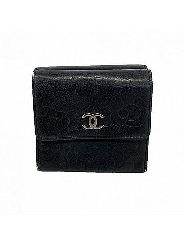 Chanel Chanel Tri-fold Wallet Camellia Lambskin Black Women's (view 1)