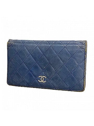 Chanel Chanel Matelassé Long Wallet, Caviar Leather, Blue, Men's &amp; Women's (view 1)