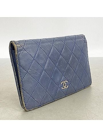 Chanel Chanel Matelassé Long Wallet, Caviar Leather, Blue, Men's &amp; Women's (view 2)