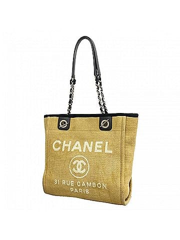 Chanel Chanel Deauville Canvas Chain Tote Bag, Beige, Women's (view 1)