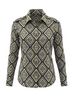 Tory Burch 100% Cotton Graphic Black Yellow Blouse Size 6 - photo 1