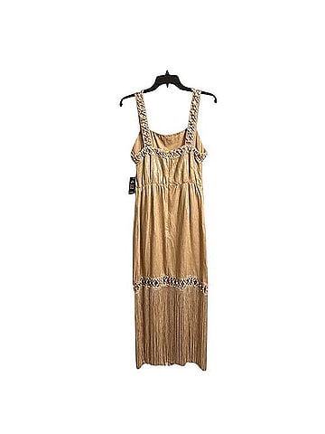 Boston Proper Shimmer Linen Blend Fringe Midi Dress Casual Dress (view 2)