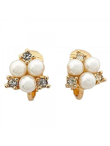 Christian Dior Christian Dior Earrings, GP Plated, Faux Pearl, Rhinestone, Gold, Women's (view 1)