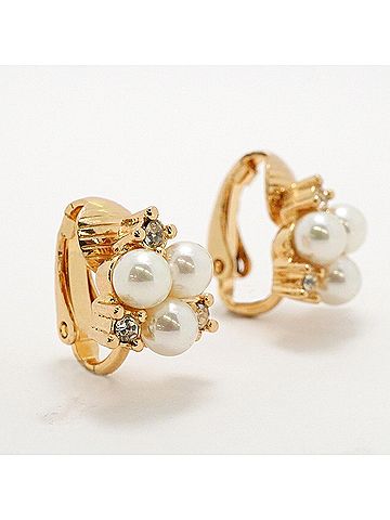 Christian Dior Christian Dior Earrings, GP Plated, Faux Pearl, Rhinestone, Gold, Women's (view 2)