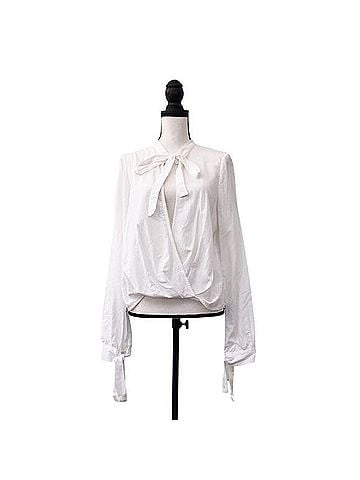 Bec & Bridge White Tie Front Blouse Long Sleeve T-Shirt (view 1)