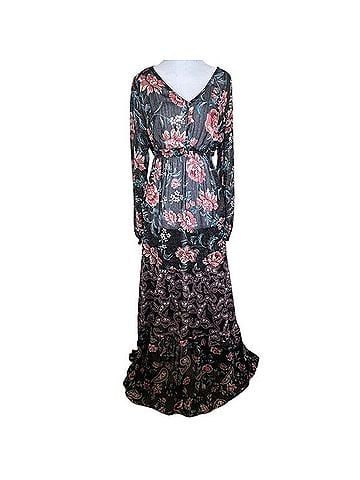 wonderly Sheer Floral Long Sleeve V-Neck Maxi Dress Casual Dress (view 1)