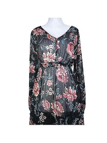 wonderly Sheer Floral Long Sleeve V-Neck Maxi Dress Casual Dress (view 2)