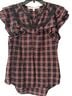 Veronica Beard Plaid Black Burgundy Ivory Blue T-Shirt Size 4 - photo 1