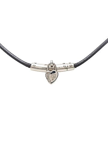 Hermès Hermes Viviride Fantasy Heart Choker Pendant Necklace, Silver, Black Metal, Leather, Women's. (view 1)