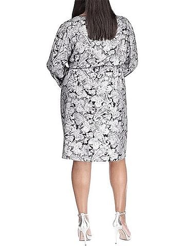 MICHAEL Michael Kors Foil Paisley Long Sleeve Elastic Waist Flounce Dress Casual Dress (view 2)