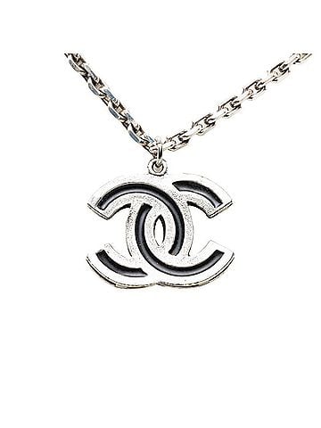 Chanel Chanel Coco Mark Chain Pendant Necklace, Silver Metal, Women's. (view 2)