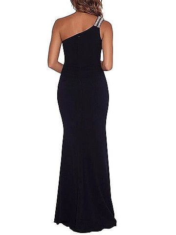 Xscape Rhinestone-Strap One-Shoulder Gown Cocktail Dress (view 2)