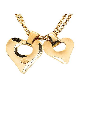 Chanel Chanel Coco Mark Double Heart Vintage Chain Pendant Necklace Gold Plated Women's CHANEL (view 2)