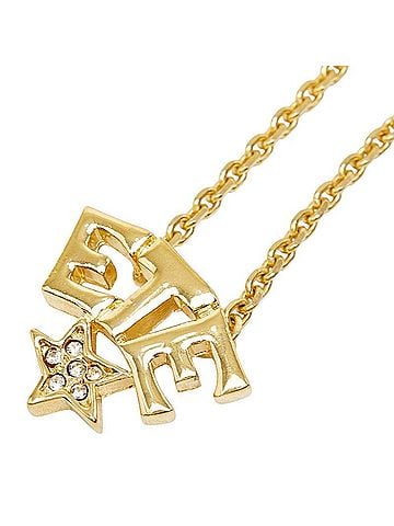 Yves Saint Laurent Yves Saint Laurent Saint Laurent Star Motif Necklace, Gold Plated, Rhinestones, Women's (view 1)