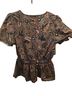 Sugarlips 100% Cotton Floral Brown Multi Color Blouse Size M - photo 2