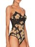 Free People Floral Black Ivory Bodysuit Size L - photo 1