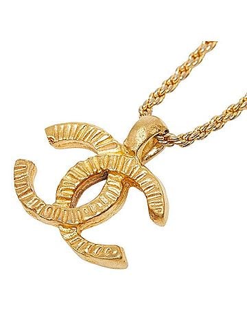 Chanel Chanel Coco Mark Pendant Necklace, Gold Plated (GP), Women's. (view 1)