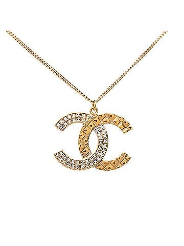 Chanel Chanel Coco Mark Chain Pendant Necklace, Gold Plated Rhinestone, Women's. (view 1)