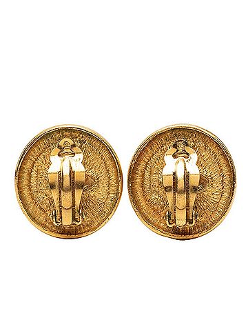 Chanel Chanel Coco Mark Vintage Round Earrings, Gold Plated, Women's CHANEL (view 2)