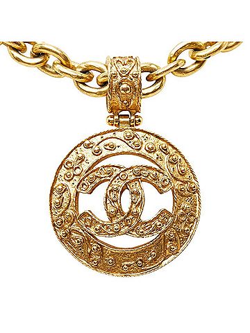 Chanel Chanel Coco Mark Vintage Necklace, Gold Plated, Women's CHANEL (view 2)